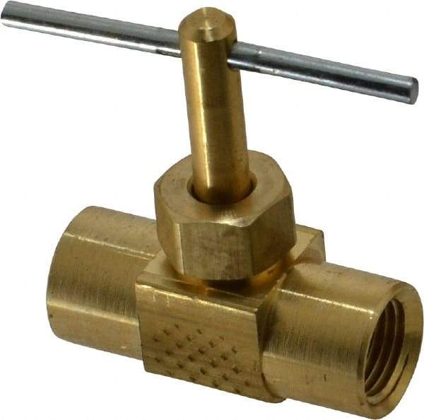 Parker - 1/8" Pipe, Inline Needle Valve - FNPTF x FNPTF Ends, Brass Valve, 150 Max psi - Apex Tool & Supply
