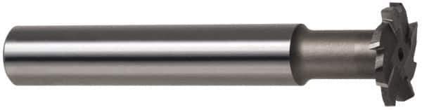 Made in USA - 2" Cut Diam, 3/16" Cut Width, 51/64" Neck Diam, 1" Shank Diam, 5-11/16" OAL, M42 Cobalt T-Slot Cutter - Uncoated, Staggered Teeth, 10 Teeth, Weldon Flat - Apex Tool & Supply