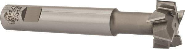 Interstate - 1-1/4" Cut Diam, 5/8" Cut Width, 3/4" Shank Diam, 5-1/8" OAL, M42 Cobalt T-Slot Cutter - Staggered Teeth, 8 Teeth - Apex Tool & Supply