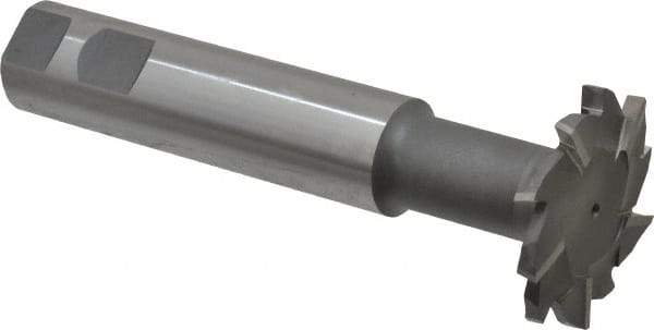 Interstate - 2" Cut Diam, 1/4" Cut Width, 1" Shank Diam, 5-11/16" OAL, M42 Cobalt T-Slot Cutter - Staggered Teeth, 10 Teeth - Apex Tool & Supply