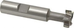 Made in USA - 21/32" Cut Diam, 17/64" Cut Width, 21/64" Neck Diam, 1/2" Shank Diam, 2-11/16" OAL, M42 Cobalt T-Slot Cutter - Uncoated, 5/16" Bolt, 1-13/16" Shank Length, Staggered Teeth, 8 Teeth, Weldon Flat - Apex Tool & Supply