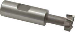 Made in USA - 25/32" Cut Diam, 21/64" Cut Width, 13/32" Neck Diam, 3/4" Shank Diam, 3-1/4" OAL, M42 Cobalt T-Slot Cutter - Uncoated, 3/8" Bolt, 2-1/16" Shank Length, Staggered Teeth, 8 Teeth, Weldon Flat - Apex Tool & Supply