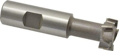 Made in USA - 31/32" Cut Diam, 25/64" Cut Width, 17/32" Neck Diam, 3/4" Shank Diam, 3-7/16" OAL, M42 Cobalt T-Slot Cutter - Uncoated, 1/2" Bolt, 2-1/16" Shank Length, Staggered Teeth, 8 Teeth, Weldon Flat - Apex Tool & Supply