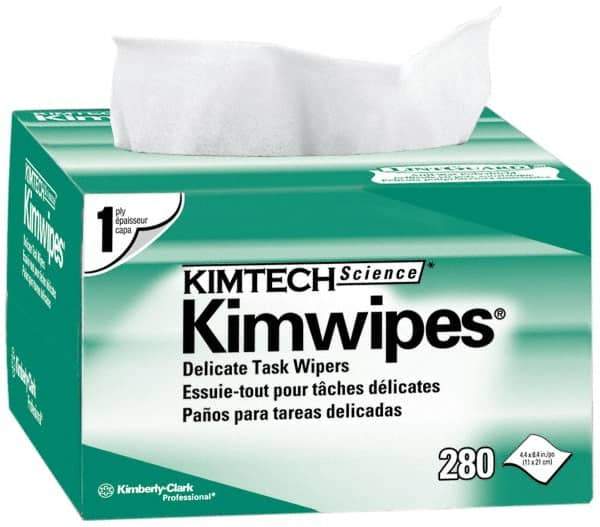 Kimtech - Dry Clean Room/Lab/Critical Task Wipes - Pop-Up, 8-3/8" x 4-3/8" Sheet Size, White - Apex Tool & Supply