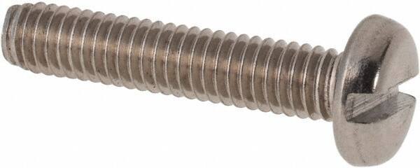 Value Collection - M4x0.70 Metric Coarse, 20mm Length Under Head Slotted Drive Machine Screw - Pan Head, Grade 316 & A4 Stainless Steel, Uncoated, Without Washer - Apex Tool & Supply