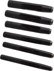 General - 6 Piece, 3/16 to 1/2", Hollow Punch Set - Square Shank, Comes in Plastic Roll - Apex Tool & Supply