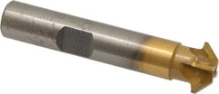 Whitney Tool Co. - 1/2" Diam x 1/8" Width of Cut, 45° Included Angle, Shank Connection, Carbide Tipped Single Angle Cutter - 3/8" Shank Diam, 2-1/8" Overall Length, Right Hand Cut, TiN Coated - Apex Tool & Supply