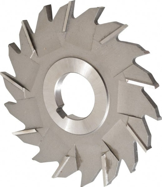 Side Milling Cutter: 4″ Cutter Dia, 1/4″ Cutting Width, 1″ Arbor Hole, 16 Teeth Uncoated, Staggered Tooth