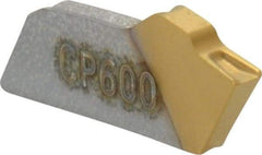 Seco - 150.101.4 16 CP600 Grade, 0.055" Cutting Width, Carbide Cutoff Insert - 0° Neutral Lead Angle, 0.006" Cnr Rad, TiAlN/TiN Coated, Single End - Apex Tool & Supply