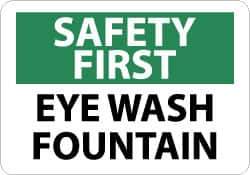 NMC - "Safety First - Eye Wash Fountain", 10" Long x 14" Wide, Aluminum Safety Sign - Rectangle, 0.04" Thick, Use for First Aid - Apex Tool & Supply