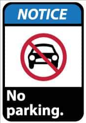 NMC - "Notice - No Parking", 14" Long x 10" Wide, Aluminum Safety Sign - Rectangle, 0.04" Thick, Use for Security & Admittance - Apex Tool & Supply