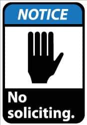 NMC - "Notice - No Soliciting", 14" Long x 10" Wide, Aluminum Safety Sign - Rectangle, 0.04" Thick, Use for Security & Admittance - Apex Tool & Supply