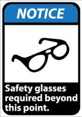 NMC - "Notice - Safety Glasses Required Beyond This Point", 14" Long x 10" Wide, Aluminum Safety Sign - Rectangle, 0.04" Thick, Use for Accident Prevention - Apex Tool & Supply