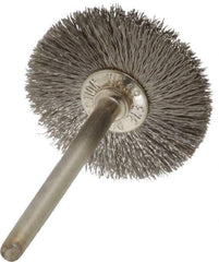 Anderson - 1" OD, 1/8" Shank Diam, Crimped Stainless Steel Wheel Brush - 0.005" Filament Diam, 25,000 RPM - Apex Tool & Supply