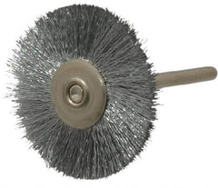 Anderson - 1-1/4" OD, 1/8" Shank Diam, Crimped Steel Wheel Brush - 0.005" Filament Diam, 25,000 RPM - Apex Tool & Supply