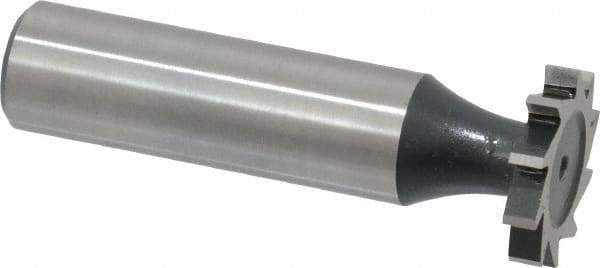 Interstate - 3/4" Diam x 1/8" Face Width, High Speed Steel, 10 Teeth, Shank Connection Woodruff Keyseat Cutter - Uncoated, 2-1/8" OAL x 1/2" Shank, Straight Teeth, ANSI 406, Old Standard 7 - Apex Tool & Supply
