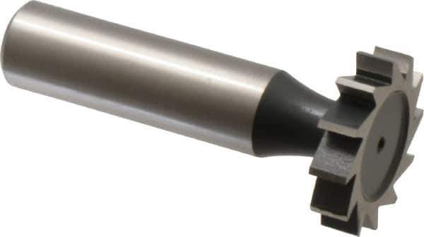 Interstate - 1" Diam x 7/32" Face Width, High Speed Steel, 12 Teeth, Shank Connection Woodruff Keyseat Cutter - Uncoated, 2-7/32" OAL x 1/2" Shank, Straight Teeth, ANSI 708, Old Standard 14 - Apex Tool & Supply