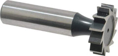 Interstate - 1" Diam x 1/4" Face Width, High Speed Steel, 12 Teeth, Shank Connection Woodruff Keyseat Cutter - Uncoated, 2-1/4" OAL x 1/2" Shank, Straight Teeth, ANSI 808, Old Standard 15 - Apex Tool & Supply