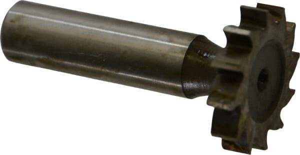 Interstate - 1-1/8" Diam x 7/32" Face Width, High Speed Steel, 12 Teeth, Shank Connection Woodruff Keyseat Cutter - Uncoated, 2-7/32" OAL x 1/2" Shank, Straight Teeth, ANSI 709, Old Standard 17 - Apex Tool & Supply