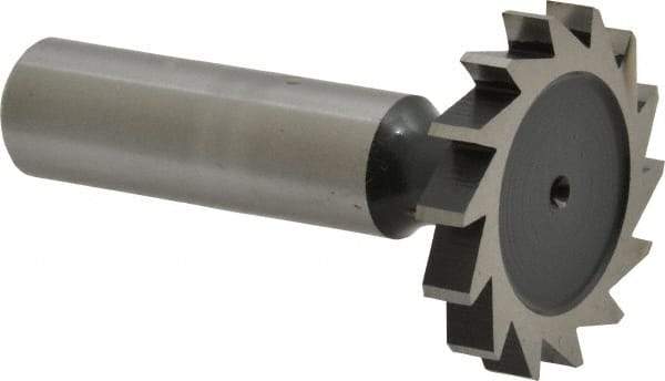 Interstate - 1-1/4" Diam x 3/16" Face Width, High Speed Steel, 14 Teeth, Shank Connection Woodruff Keyseat Cutter - Uncoated, 2-3/16" OAL x 1/2" Shank, Straight Teeth, ANSI 610, Old Standard 19 - Apex Tool & Supply