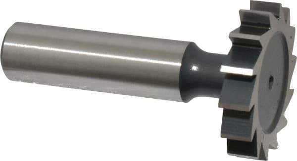 Interstate - 1-1/4" Diam x 1/4" Face Width, High Speed Steel, 14 Teeth, Shank Connection Woodruff Keyseat Cutter - Uncoated, 2-1/4" OAL x 1/2" Shank, Straight Teeth, ANSI 810, Old Standard 21 - Apex Tool & Supply