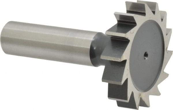Interstate - 1-1/2" Diam x 5/16" Face Width, High Speed Steel, 16 Teeth, Shank Connection Woodruff Keyseat Cutter - Uncoated, 2-5/16" OAL x 1/2" Shank, Straight Teeth, ANSI 1012, Old Standard 25 - Apex Tool & Supply