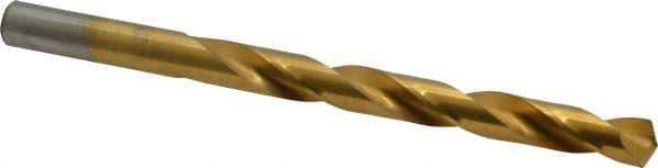 Chicago-Latrobe - 11/32" 135° High Speed Steel Jobber Drill - TiN Finish, Right Hand Cut, Spiral Flute, Straight Shank, 4-3/4" OAL, Split Point - Apex Tool & Supply