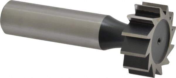 Interstate - 1" Diam x 3/8" Face Width, High Speed Steel, 12 Teeth, Shank Connection Woodruff Keyseat Cutter - Uncoated, 2-3/8" OAL x 1/2" Shank, Straight Teeth, ANSI 1208, Old Standard 152 - Apex Tool & Supply