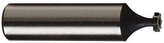 Made in USA - 7/8" Diam x 7/32" Face Width, Carbide-Tipped, 6 Teeth, Shank Connection Woodruff Keyseat Cutter - TiN Finish, 2-7/32" OAL x 1/2" Shank, Straight Teeth, ANSI 707, Old Standard 12 - Apex Tool & Supply