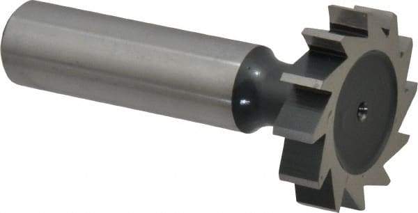 Interstate - 1-1/8" Diam x 1/4" Face Width, Cobalt, 12 Teeth, Shank Connection Woodruff Keyseat Cutter - Uncoated, 2-1/4" OAL x 1/2" Shank, Straight Teeth, ANSI 809, Old Standard 18 - Apex Tool & Supply