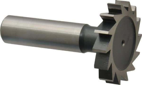 Interstate - 1-3/8" Diam x 1/4" Face Width, Cobalt, 14 Teeth, Shank Connection Woodruff Keyseat Cutter - Uncoated, 2-1/4" OAL x 1/2" Shank, Straight Teeth, ANSI 811, Old Standard 22 - Apex Tool & Supply