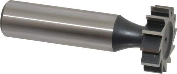 Interstate - 7/8" Diam x 1/4" Face Width, High Speed Steel, 10 Teeth, Shank Connection Woodruff Keyseat Cutter - Uncoated, 2-1/4" OAL x 1/2" Shank, Straight Teeth, ANSI 807, Old Standard A - Apex Tool & Supply