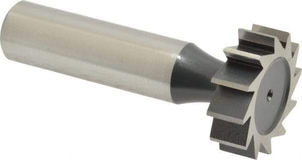Interstate - 1" Diam x 5/16" Face Width, High Speed Steel, 12 Teeth, Shank Connection Woodruff Keyseat Cutter - Uncoated, 2-5/16" OAL x 1/2" Shank, Straight Teeth, ANSI 1008, Old Standard B - Apex Tool & Supply