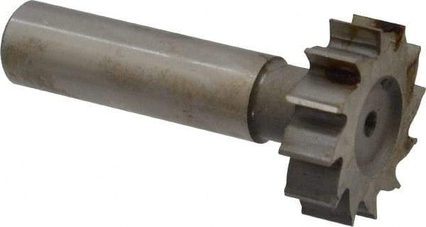 Interstate - 1-1/8" Diam x 5/16" Face Width, High Speed Steel, 12 Teeth, Shank Connection Woodruff Keyseat Cutter - Uncoated, 2-5/16" OAL x 1/2" Shank, Straight Teeth, ANSI 1009, Old Standard C - Apex Tool & Supply