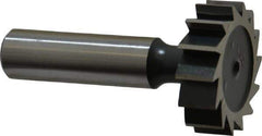 Interstate - 1-1/4" Diam x 3/8" Face Width, High Speed Steel, 14 Teeth, Shank Connection Woodruff Keyseat Cutter - Uncoated, 2-3/8" OAL x 1/2" Shank, Straight Teeth, ANSI 1210, Old Standard E - Apex Tool & Supply