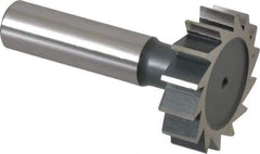 Interstate - 1-3/8" Diam x 3/8" Face Width, High Speed Steel, 14 Teeth, Shank Connection Woodruff Keyseat Cutter - Uncoated, 2-3/8" OAL x 1/2" Shank, Straight Teeth, ANSI 1211, Old Standard F - Apex Tool & Supply