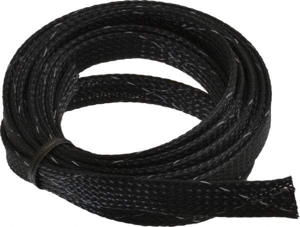 Techflex - Black/White Braided Expandable Cable Sleeve - 10' Coil Length, -103 to 257°F - Apex Tool & Supply