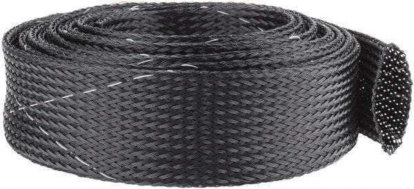 Techflex - Black/White Braided Expandable Cable Sleeve - 10' Coil Length, -103 to 257°F - Apex Tool & Supply