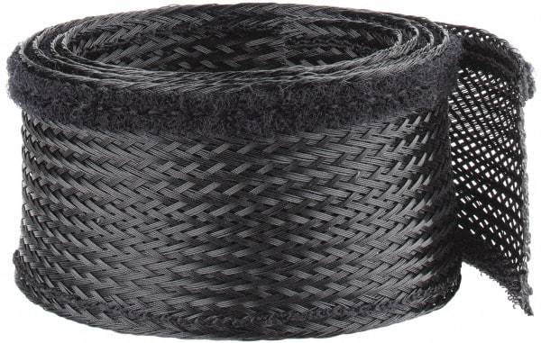 Techflex - Black Braided Cable Sleeve - 3' Coil Length, -103 to 257°F - Apex Tool & Supply