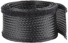 Techflex - Black Braided Cable Sleeve - 3' Coil Length, -103 to 257°F - Apex Tool & Supply