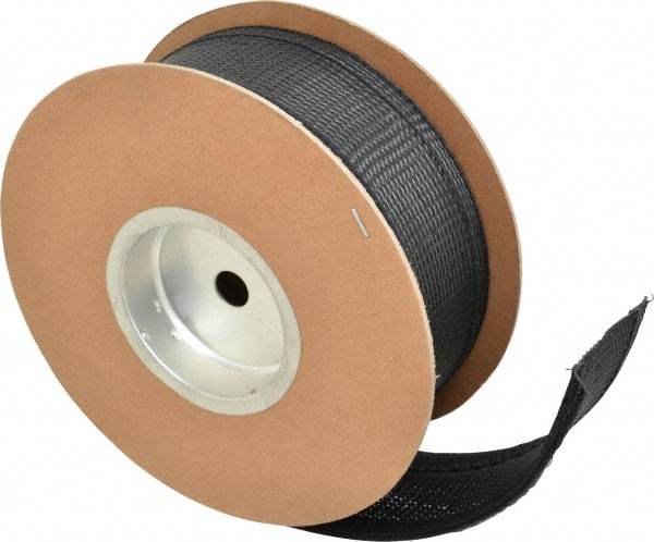 Techflex - Black Braided Cable Sleeve - 25' Coil Length, -103 to 257°F - Apex Tool & Supply