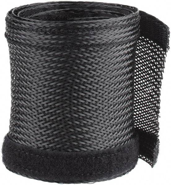 Techflex - Black Braided Cable Sleeve - 3' Coil Length, -103 to 257°F - Apex Tool & Supply