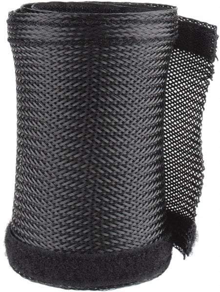Techflex - Black Braided Cable Sleeve - 3' Coil Length, -103 to 257°F - Apex Tool & Supply