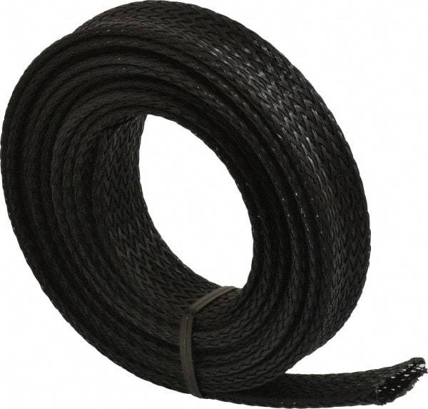 Techflex - Black Braided Expandable Cable Sleeve - 10' Coil Length, -103 to 257°F - Apex Tool & Supply