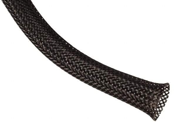Techflex - Black Braided Expandable Cable Sleeve - 500' Coil Length, -103 to 257°F - Apex Tool & Supply