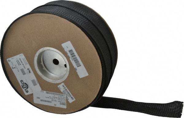 Techflex - Black Braided Expandable Cable Sleeve - 200' Coil Length, -103 to 257°F - Apex Tool & Supply