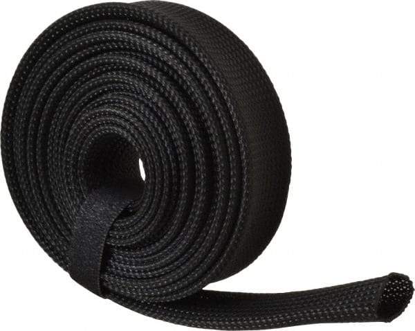 Techflex - Black Braided Expandable Cable Sleeve - 10' Coil Length, -103 to 257°F - Apex Tool & Supply