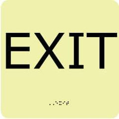 NMC - Exit, Plastic Exit Sign - 8" Wide x 8" High, English/Braille, Glow-in-the-Dark - Apex Tool & Supply