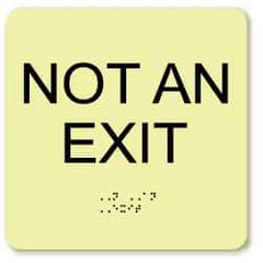 NMC - Not an Exit, Plastic Exit Sign - 8" Wide x 8" High, English/Braille, Glow-in-the-Dark - Apex Tool & Supply