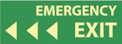 NMC - Emergency Exit, Plastic Exit Sign - 14" Wide x 5" High, Glow-in-the-Dark - Apex Tool & Supply